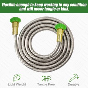 YANWOO 304 Stainless Steel 3ft Short Garden Hose with Female to Female Metal Connector, Flexible & Lightweight Water Hose (3ft)