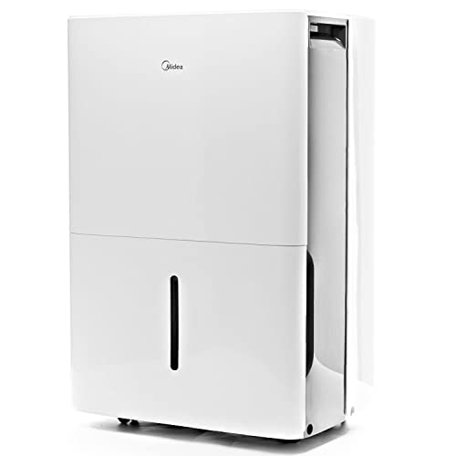 Midea 50 Pint SMART Dehumidifier With Pump - For Rooms up to 4,500 Sq. Ft. - Ideal For Basements, Large & Medium Sized Rooms, Energy Star Certified (White)