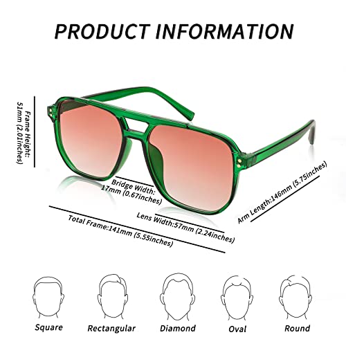 FEISEDY Retro Square Aviator Sunglasses Women Men 70s Vintage Trendy Plastic Frame Sun Glasses B2835