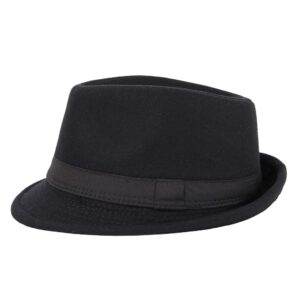 Unisex Timelessly Classic 20s Trilby Fedora Hat Men Women Short Brim Panama Jazz Cap Manhattan (A-Black)