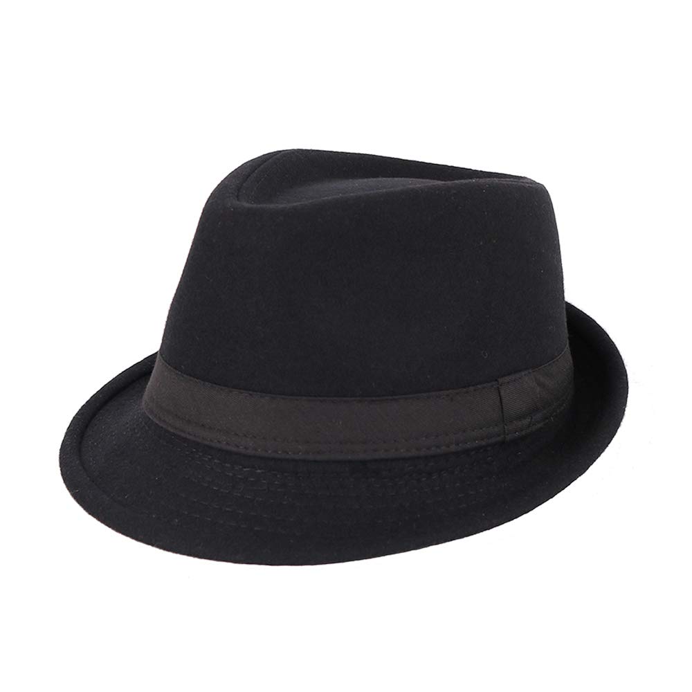 Unisex Timelessly Classic 20s Trilby Fedora Hat Men Women Short Brim Panama Jazz Cap Manhattan (A-Black)