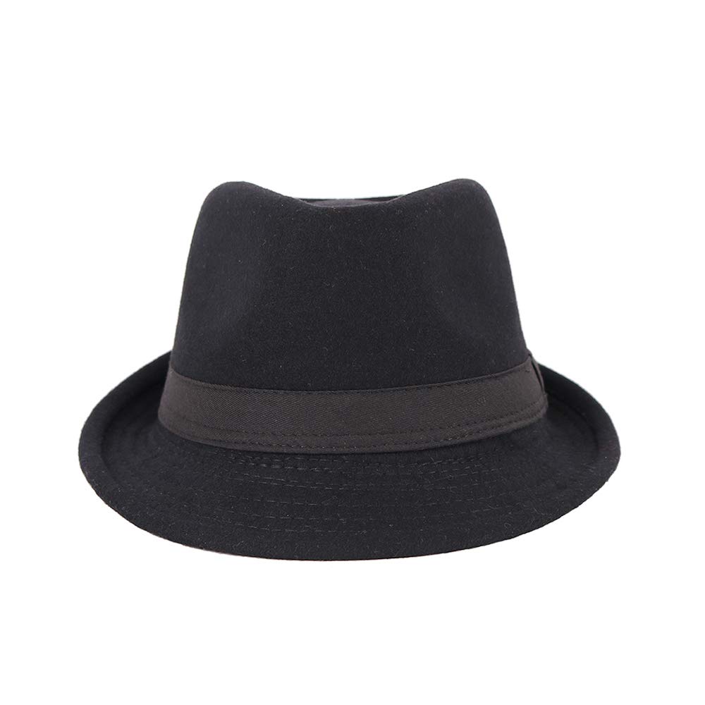 Unisex Timelessly Classic 20s Trilby Fedora Hat Men Women Short Brim Panama Jazz Cap Manhattan (A-Black)