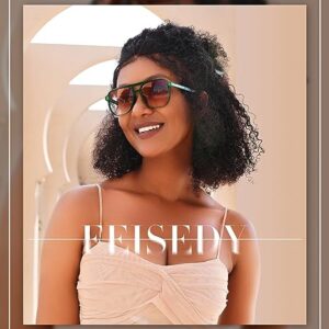 FEISEDY Retro Square Aviator Sunglasses Women Men 70s Vintage Trendy Plastic Frame Sun Glasses B2835