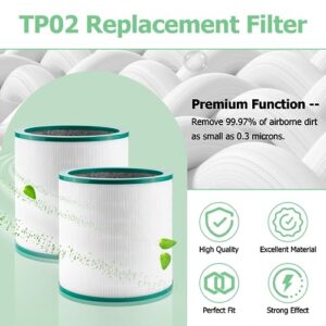 Improvedhand Air Purifier Filter Replacement for Dyson TP01 TP02 TP03 BP01, Compatible with Dyson Pure Cool Link Tower Air Purifier, HEPA 360° Glass Air Purifier Filter,Compare to 968126-03,Pack of 2