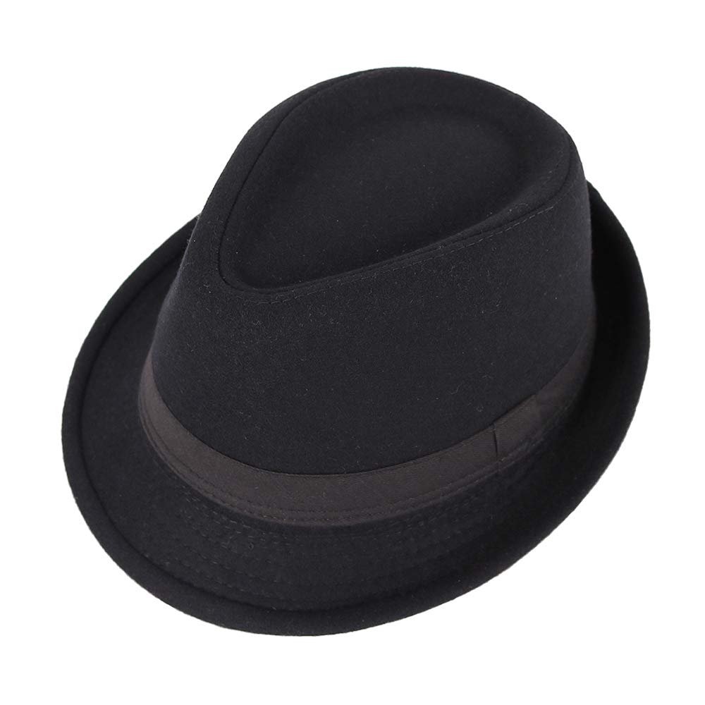 Unisex Timelessly Classic 20s Trilby Fedora Hat Men Women Short Brim Panama Jazz Cap Manhattan (A-Black)