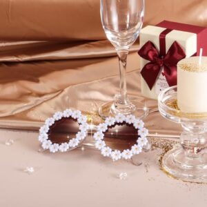 Dollger Retro Daisy Sunglasses for Women Flower Round Fashion Disco Festival Sunglasses, Brown Valentine's Day