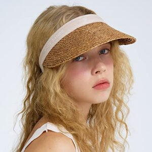 Raffia Sun Cap Visor Petra | Peanut