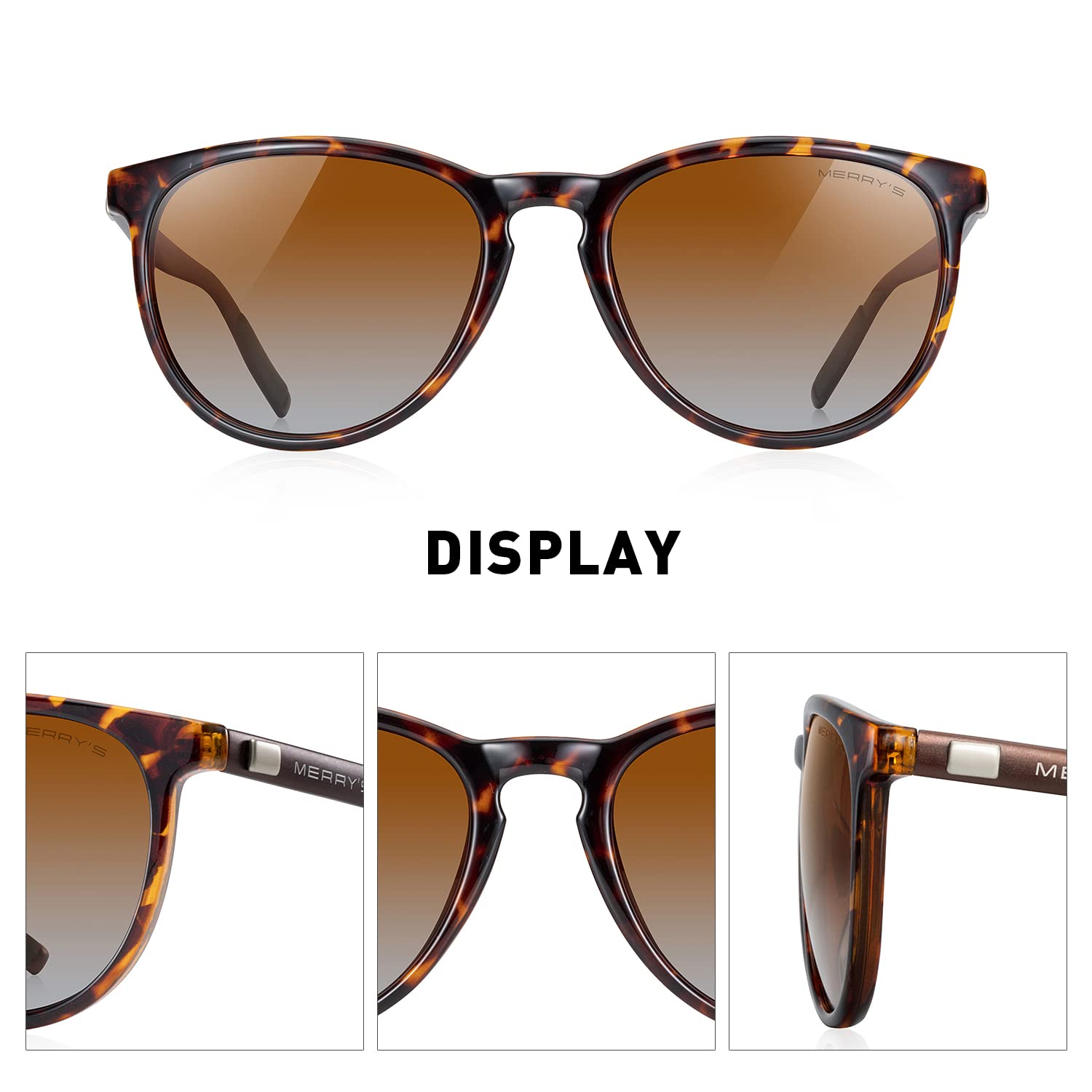 MERRY'S Polarized Sunglasses for Women Men Vintage Retro Classic Round Frame Aluminum Legs S8288