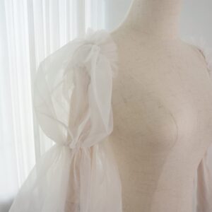 Detachable Sleeves for Wedding Dress Puffy Plain Tulle Sheer Full Sleeve with Spadex Band Detached Bridal Sleeve Ivory