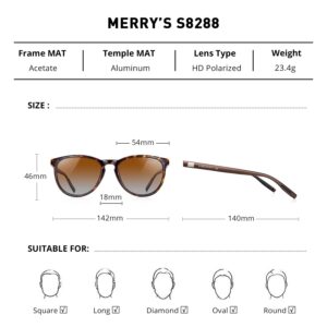 MERRY'S Polarized Sunglasses for Women Men Vintage Retro Classic Round Frame Aluminum Legs S8288