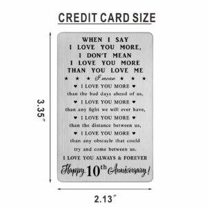 10 Year Anniversary Card Gifts for Women, Ten Tenth Anniversary Romantic Gifts for Him, 10th Wedding Anniversary Wallet Card Gifts