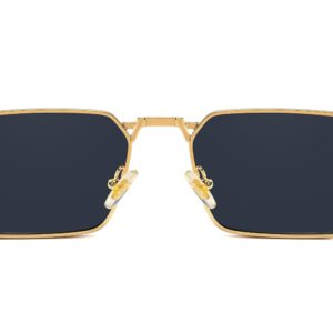 Fayoh Naomi Rectangular Sunglasses Classic Retro Metal Frame Small Size UV400 UV Protection For Men And Women (Gold/Black)