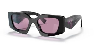 prada pr 15ys 1ab07q black plastic irregular sunglasses purple mirror lens