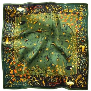 ANDANTINO Mulberry Silk Square Scarf for Hair-27''x27''- Women Men Natural Silk Neckerchief(Jade Green)