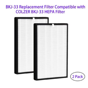 BKJ-33 Replacement Filter For COLZER BKJ-33, 3 IN 1, 2 Pack, H13 True Hepa With High efficiency Activated Carbon and Pre Filter