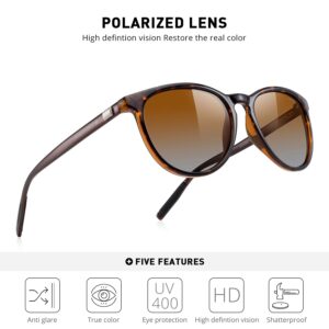 MERRY'S Polarized Sunglasses for Women Men Vintage Retro Classic Round Frame Aluminum Legs S8288