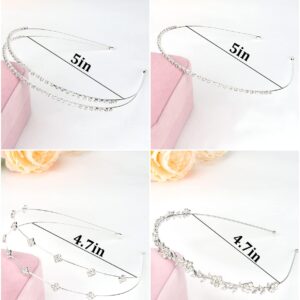 Jaciya Rhinestone Headband Silver Bridal Wedding Headband Crystal Flower Girl Leaves Crown Metal Hair Band Tiara Prom Hair Accessories for Women Girls