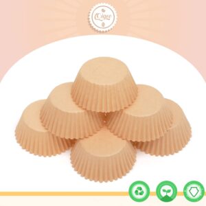 qiqee 300 Count Jumbo Cupcake Liners Natural Muffin Liners Food Grade Jumbo Size Baking Cups Paper No Smells（Large Size）