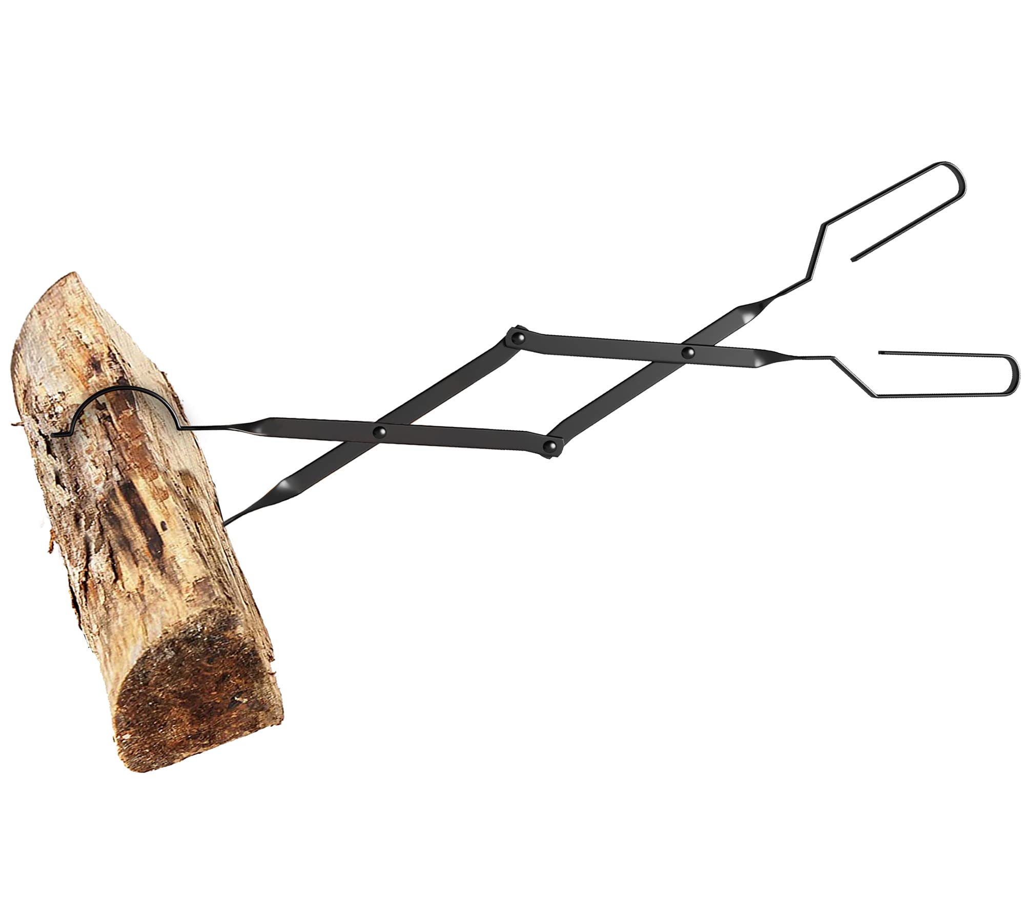 Kingson Arc Design Fireplace Tools, 26'' Firewood Tongs Log Grabber with Handcrafted Wrought Iron for Indoor Fireplace/Outdoor Fire Pit Campfire