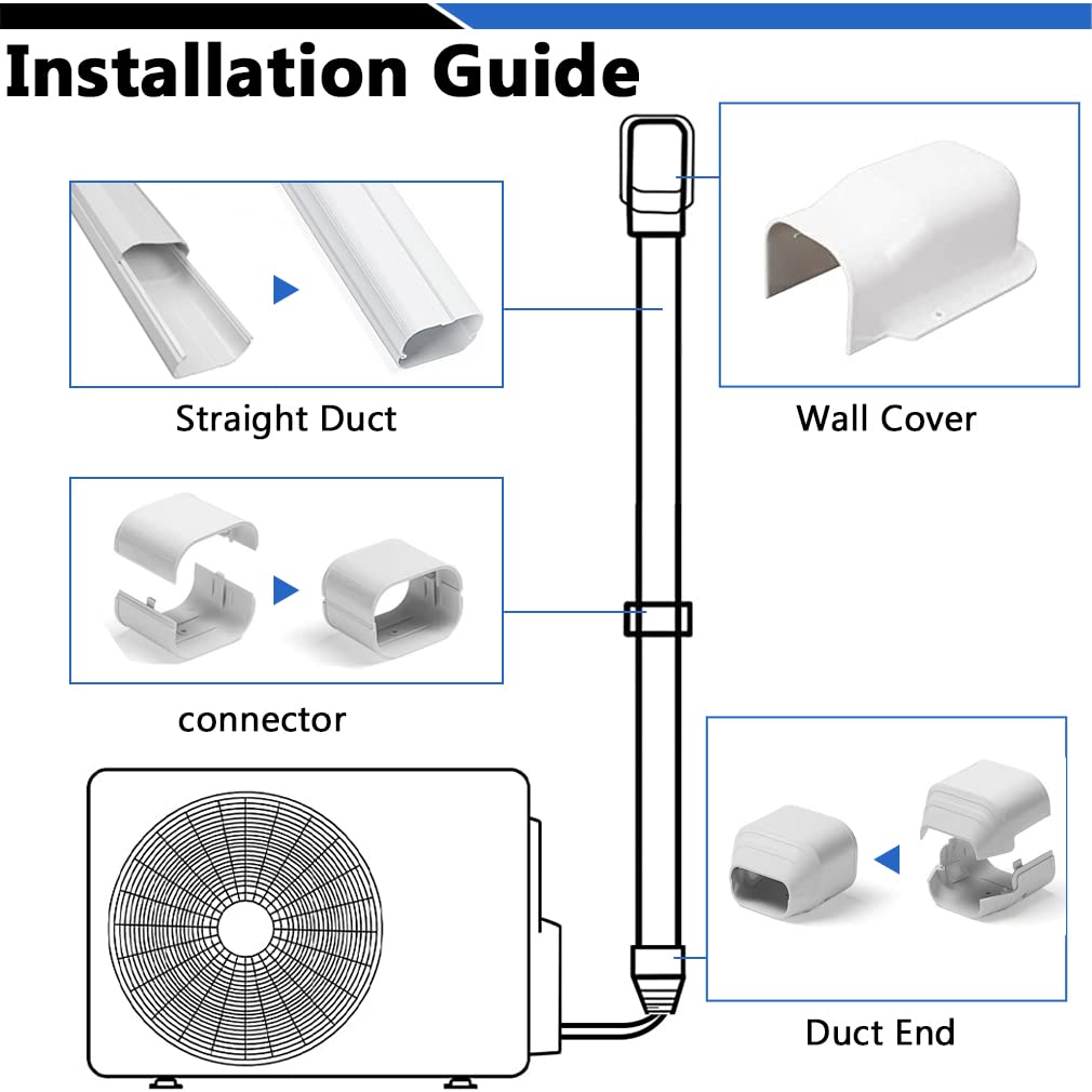 TAKTOPEAK Mini Split Line Cover: 4'' 7.5 Ft Line Hide for Mini Split Air Conditioner Central AC HVAC - Waterproof Decorative Pipe Cover for Outdoor