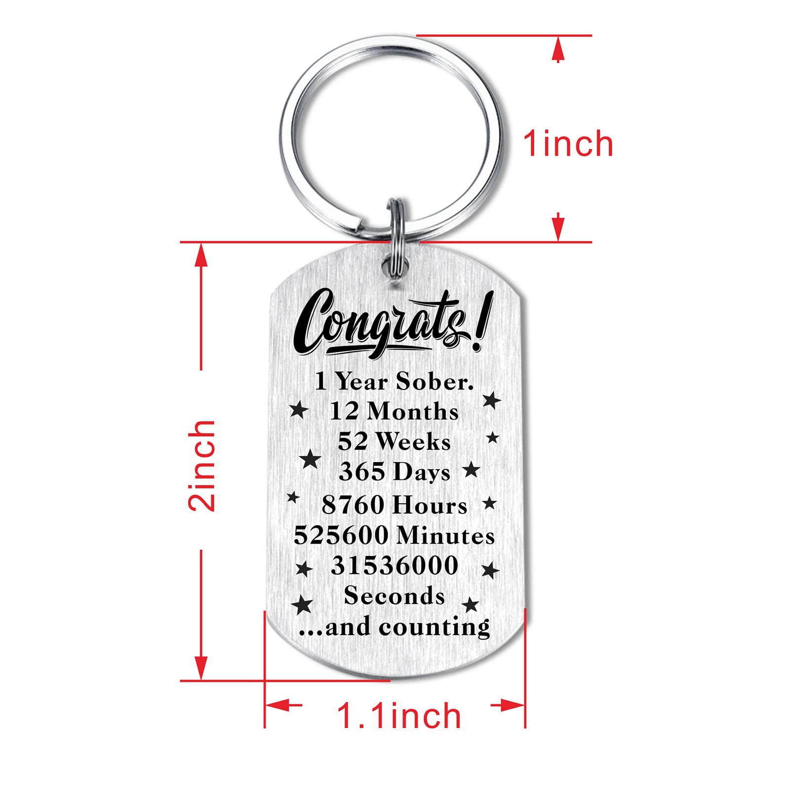 Laluminter 1 Year Sobriety Gifts for Women Men, One Year Sober Anniversary Keychain With Encouragement Quotes