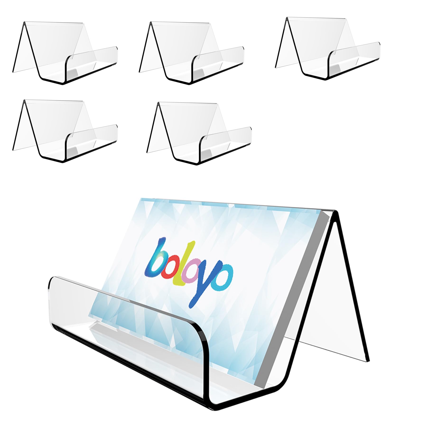 Boloyo Acrylic Business Card Holder for Desk , 6PC Business Card Display Stand Desktop Name Card Organizer Capacity 60 Cards