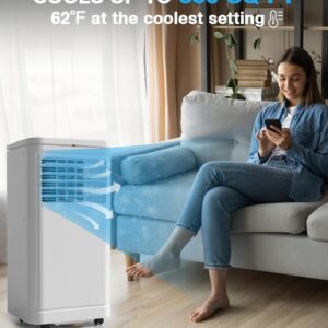 Joy Pebble Portable Air Conditioner, 8000 BTU for Room up to 350 sq. ft, Portable AC with Dehumidifier & Fan, 2 Fan Speeds, 24H Timer, Remote Control, Energy Efficiency