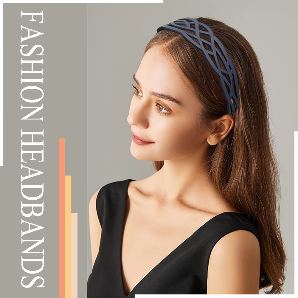 Springtime 6pcs Wide Plastic Headbands for Women Fashion Hair bands with Teeth for Girls Thick Hair Hoops Hair Accessories