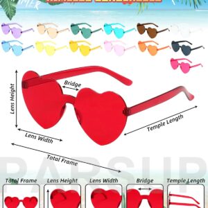 PARSUP 14 Pairs Heart Shaped Rimless Frameless Sunglasses Transparent Candy Color Glasses Tinted Eyewear Bachelorette Party Favors Photo Booth Props,14 Colors