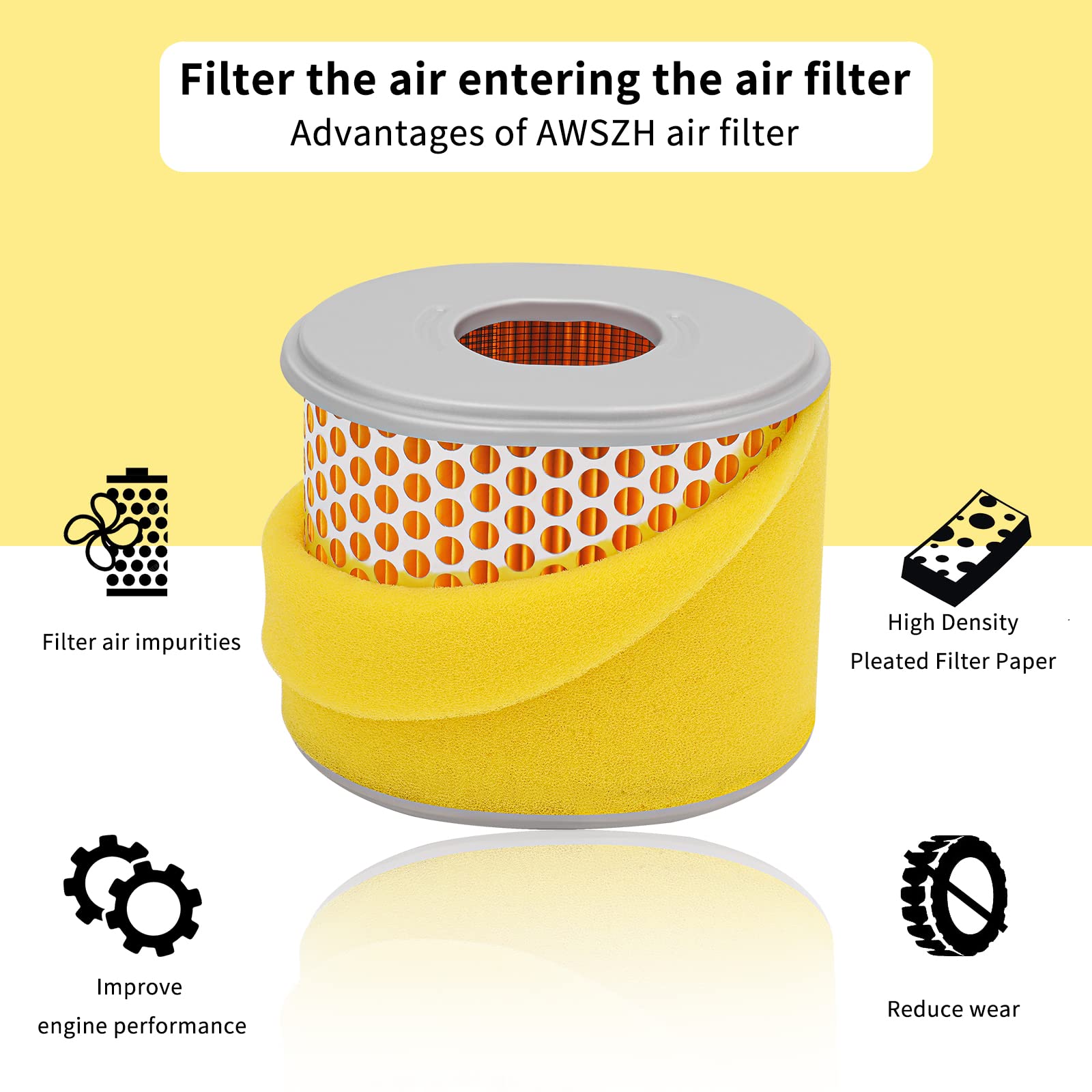 AWSZH 17210-ZE3-010 17210-ZE3-505 17218-ZE3-505 17210-ZE3-000 Air Filter Replacement for Honda GX390 13HP GX340 11HP Engine Pressure Washer Air Cleaner(2Pcs)