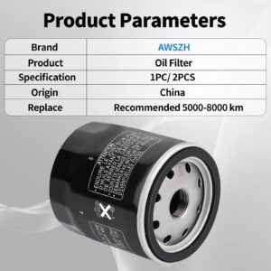 AWSZH 2PCS 52 050 02-S Oil Filter fit for Kohler CH11-CH25 CV11-CV22 M18 M20 SV715 SV725 SV735 Engine 25 050 34-S 52 050 02 5205002S 52 050 02-S1 Oil Filter, Extra Capacity Lawn Mower Oil Filter