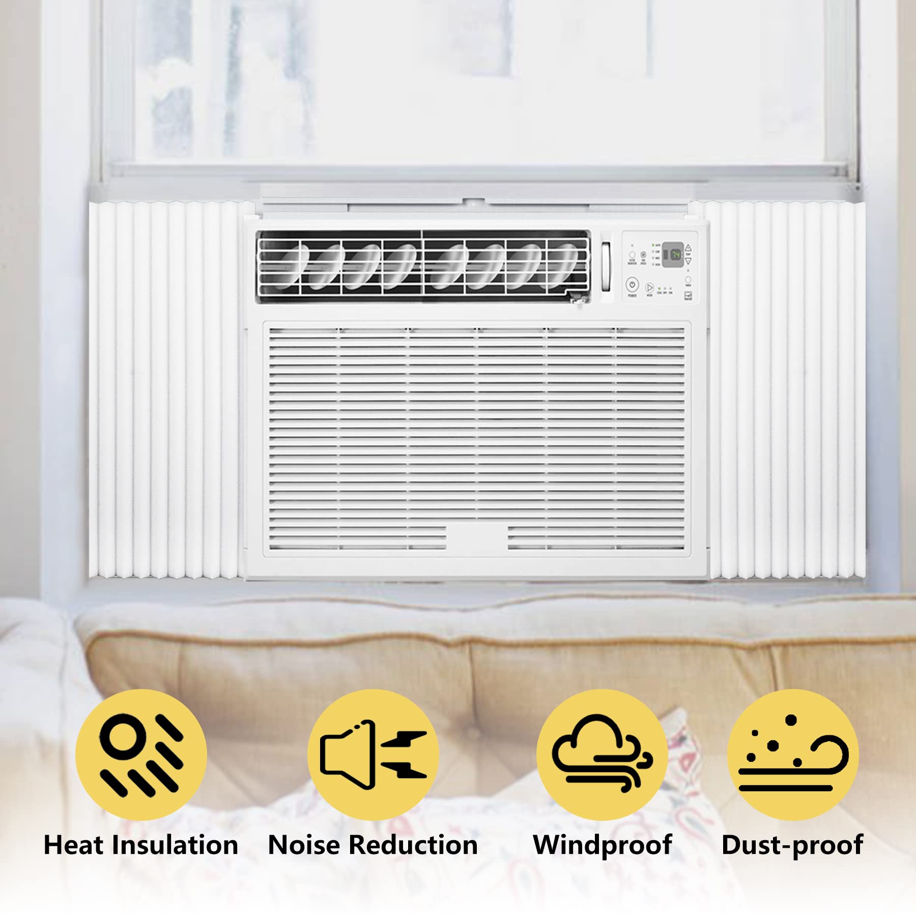 Powrocket Window Air Conditioner Foam Insulation Panels, 17-Inch x 9-Inch x 7/8-Inch Window AC Units Side Insulated Panel Kit,2 Pack,White