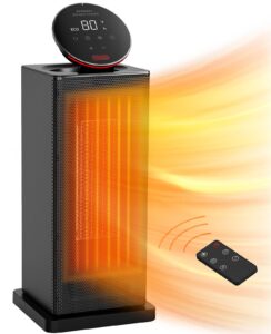 space heater,1500w oscillating heater for indoor use with eco thermostat,remote,4 modes and 24h timer, tabyik portable electric heaters with 6 protection for small room for office