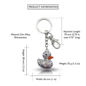 Rubber Ducky Keychain Bling Bag Charm Happy Rubber Duck Rhinestone Crystal Purse Charm (AB Color)