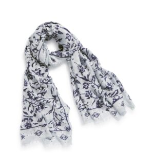 vera bradley women's lightweight soft fringe scarf, perennials misty surf, one size