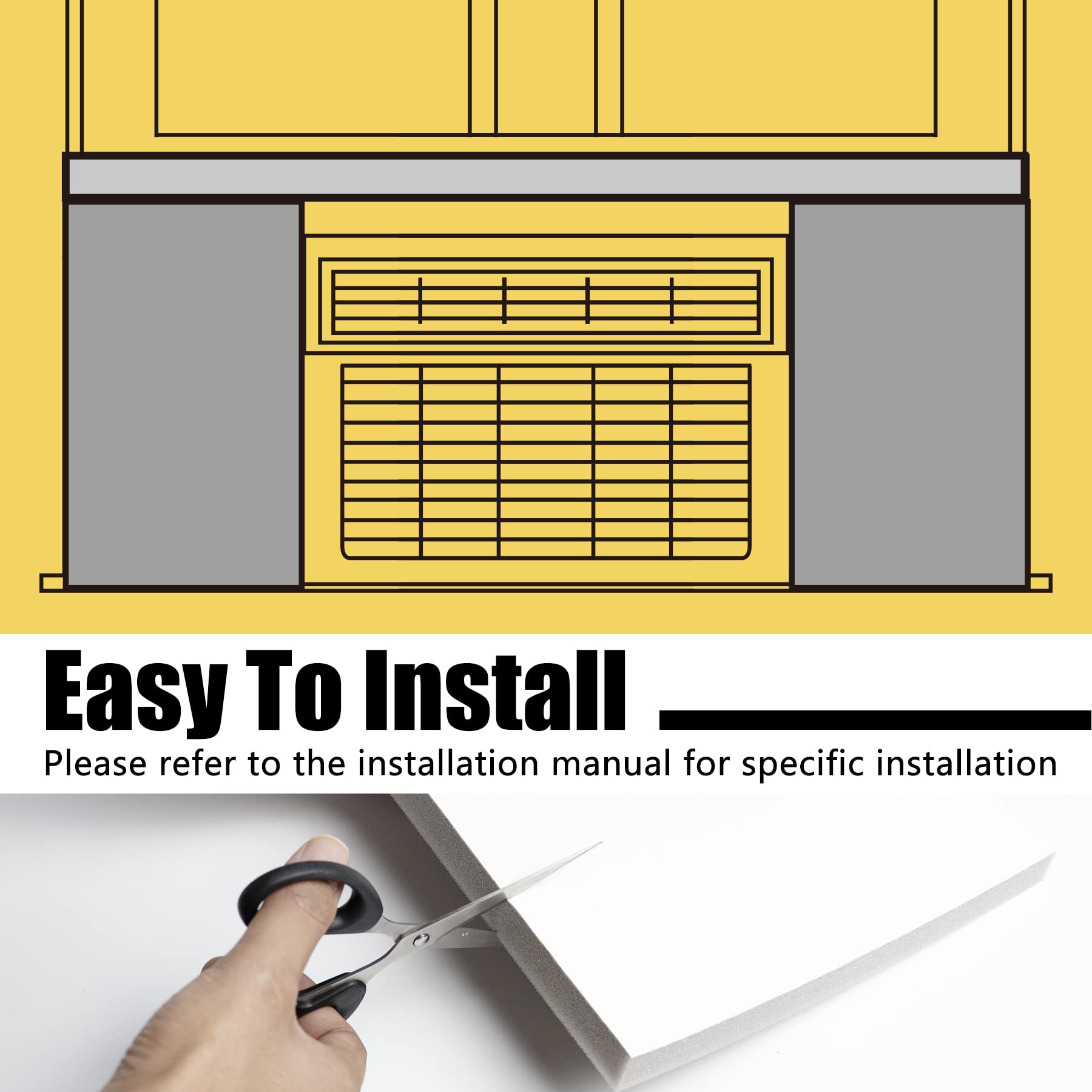 Powrocket Window Air Conditioner Foam Insulated Panel, 17-Inch High x 9-Inch Wide All Season Protection Window AC Side Panels Kit with Air Conditioner Top Seal Strip