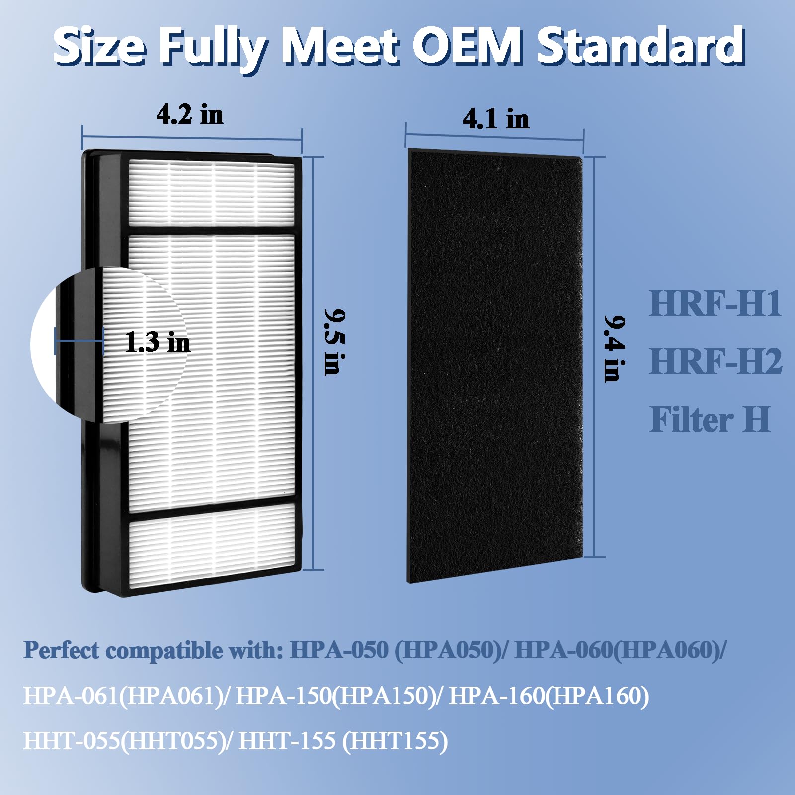 4 + 4 Pack HEPA Filters,Compatiable with Honeywell H Filter,True HEPA Replacement Filters H Compatible with Honeywell HRF-H1 HRF-H2 Fits Model HPA050, HPA150, HPA060, HPA160, HHT055, HHT155