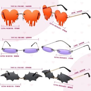 Juinte 8 Pcs Irregular Sunglasses Set Rimless Lovely Flame Rectangle Cloud Star Butterfly Sunglasses Frameless Candy Color Glasses Heart Slender Oval Triangle Sunglasses for Women Men (Stylish Style)