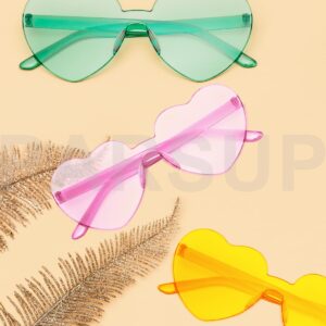 PARSUP 14 Pairs Heart Shaped Rimless Frameless Sunglasses Transparent Candy Color Glasses Tinted Eyewear Bachelorette Party Favors Photo Booth Props,14 Colors