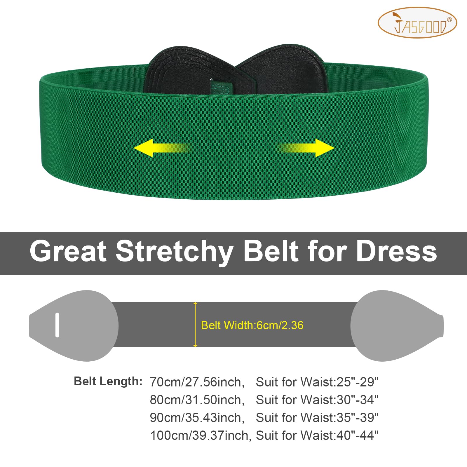 JASGOOD Women Stretchy Belt for Dresses Vintage Elastic Wide Waist Belt, Halloween Cosplay Belt, A-Green