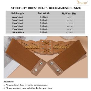 JASGOOD Women Elastic Wide Dress Belt 50S Stretchy Vintage Waist Cinch Belt, A-Brown