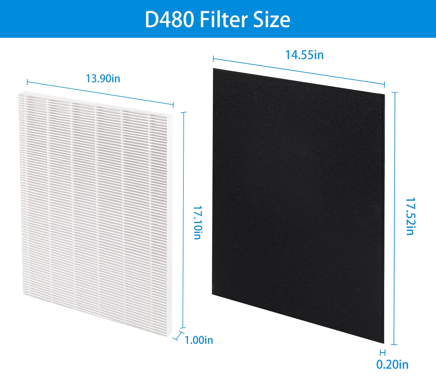 Replacement Filter for Winix D480, D480 Replacement Filter D4, 1 Pack D480 Filter D4+3 Pack Activated Carbon Filters, Part Number 1712-0100-00