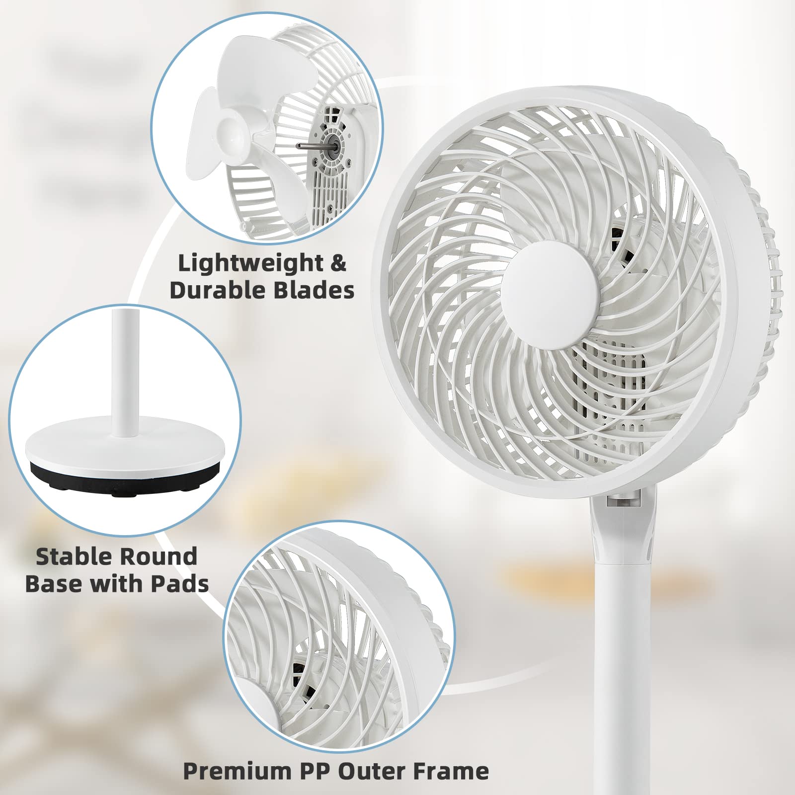 GOFLAME Pedestal Floor Fan with Remote Control, Portable Standing Fan with 85° Oscillation, 100° Tilt, 3 Wind Speeds and 7H Timer, Quiet Cooling Fan for Bedroom Living Room Home Office