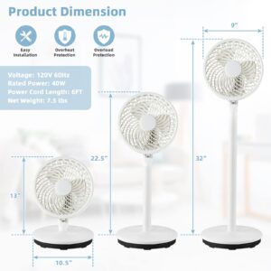 GOFLAME Pedestal Floor Fan with Remote Control, Portable Standing Fan with 85° Oscillation, 100° Tilt, 3 Wind Speeds and 7H Timer, Quiet Cooling Fan for Bedroom Living Room Home Office