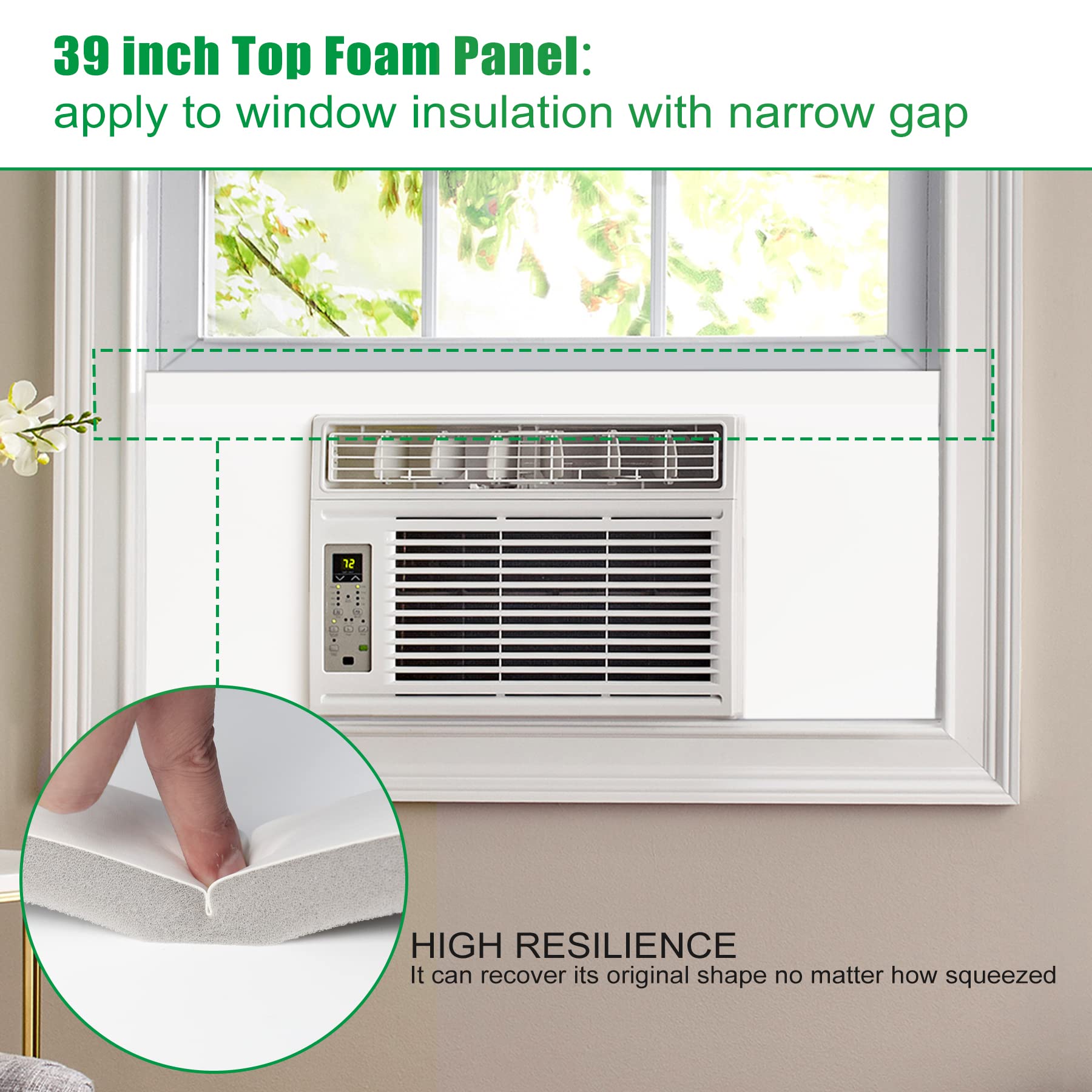 Forestchill Window Air Conditioner Side Insulated Foam Panel, Surround Insulation Panels Cover with Foam Seal Strip for Indoor Window AC Unit for Summer and Winter