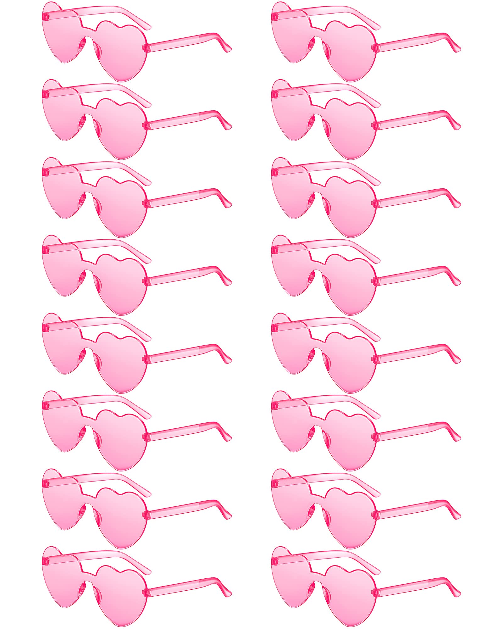 Colzzy 16 Pair Heart Shaped Sunglasses Candy Color Glasses Frameless Sunglasses for Party Women(Pink)