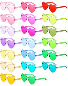 frienda 20 pairs heart shaped sunglasses rimless candy color glasses for women men party favor(elegant colors)