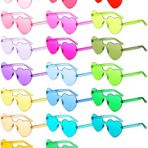 Frienda 20 Pairs Heart Shaped Sunglasses Rimless Candy Color Glasses for Women Men Party Favor(Elegant Colors)