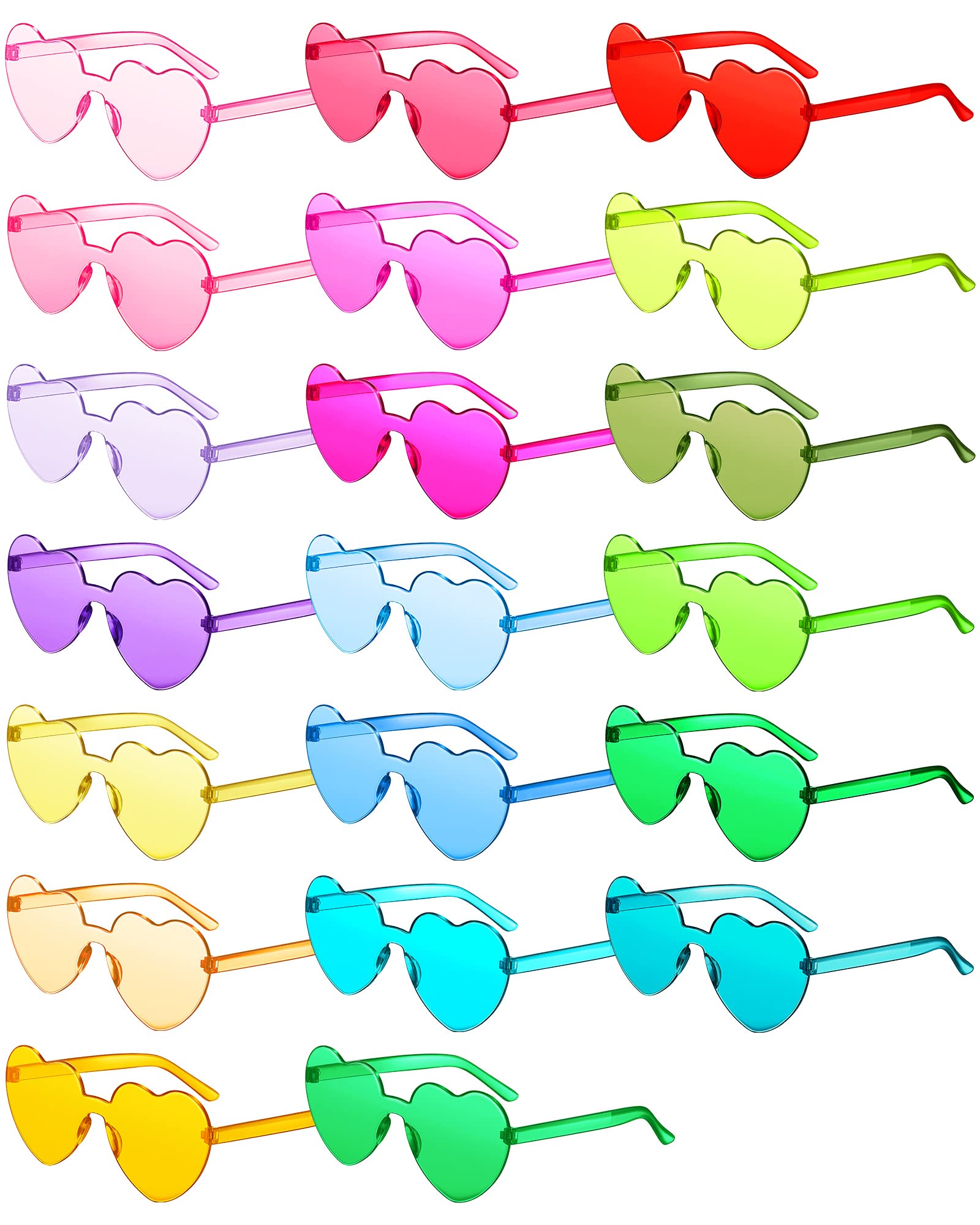 Frienda 20 Pairs Heart Shaped Sunglasses Rimless Candy Color Glasses for Women Men Party Favor(Elegant Colors)