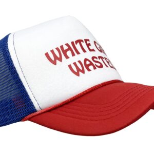 Funky Junque Bridal Snapback Trucker Hat - White Girl Wasted (White/red/Blue)